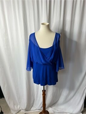 VENUS Royal Blue Cold Shoulder Blouse – Size Large